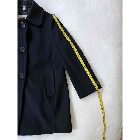 Burberry London Black Single Breasted Button-Down Wool Cashmere Pea Coat Size 2 - Picture 7 of 11